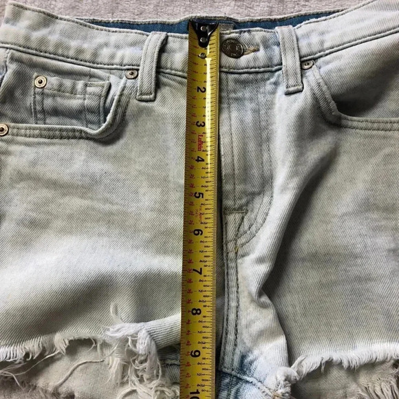 7 For All Mankind Booty Light Denim Shorts Size 23 - Picture 6 of 7
